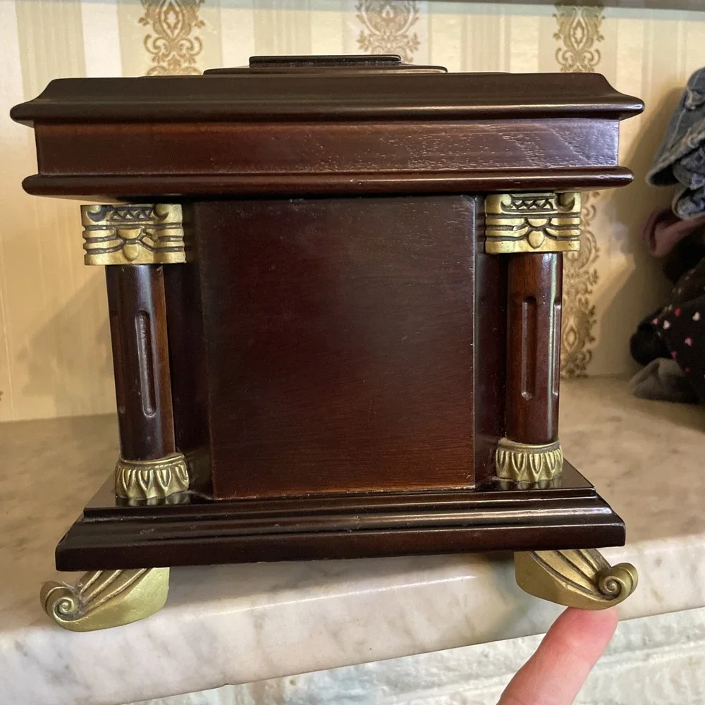 Bombay Company Vintage Mahogany Jewelry Box – Neoclassical Column Chest w Brass